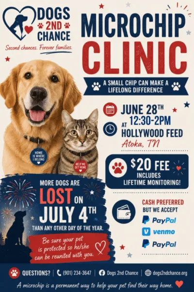 June 28 12:30-2pm Microchip Clinic, Hollywood Feed, Atoka TN 1 1230 2PM-memphis d