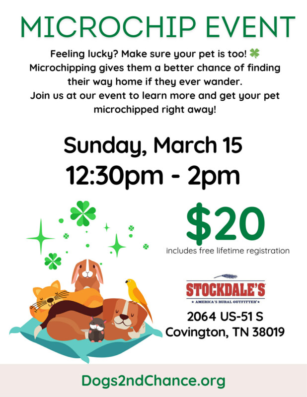 Sunday March 15 2026, 12:30pm-2pm, Microchip Event, Hollywood Feed, 2064 uS-51 S, Covington, TN 38019